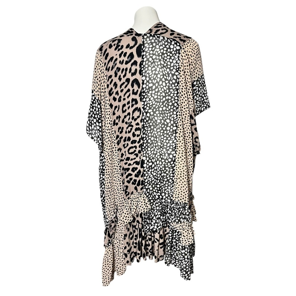 Umgee Animal Print Kimono Size Small/Medium Mocha/Black - Picture 4 of 5